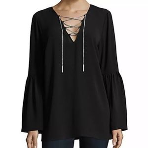 Michael Kors women bell sleeve black shirt small S